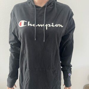 Champion Black Logo Hoodie Gently Used